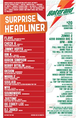 Smokeshack - Hateraid: A DJ Wheelz Benefit Party (back)