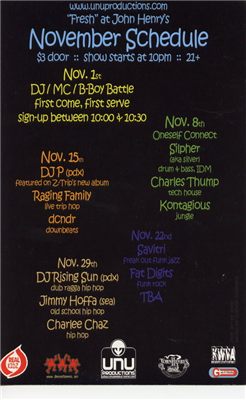 Fresh - November Schedule (back)
