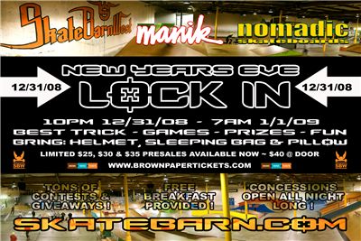 Skatebarn New Years Eve Lock In