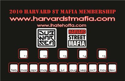 2010 Harvard St Mafia membership card (back)